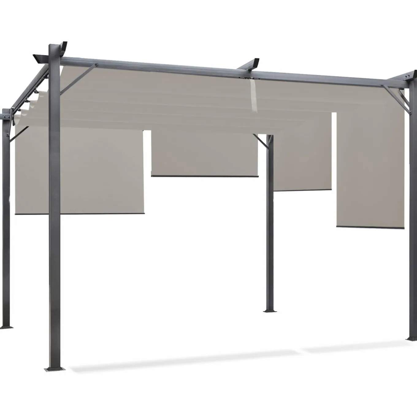 IDMarket Pergola toit rétractable taupe et stores enrouleurs* Tonnelles De Jardin|Pergolas