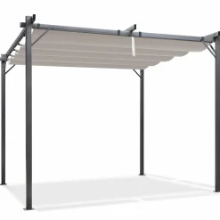 IDMarket Pergola toit rétractable taupe et stores enrouleurs* Tonnelles De Jardin|Pergolas