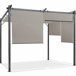 IDMarket Pergola toit rétractable taupe et stores enrouleurs* Tonnelles De Jardin|Pergolas