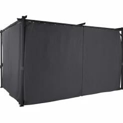 IDMarket Pergola toit rétractable 3x4m gris avec 4 rideaux* Tonnelles De Jardin|Pergolas