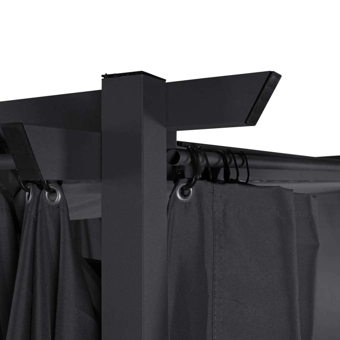 IDMarket Pergola toit rétractable 3x4m gris avec 4 rideaux* Tonnelles De Jardin|Pergolas