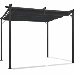 IDMarket Pergola 3x3 m toit rétractable gris anthracite et stores enrouleurs* Tonnelles De Jardin|Pergolas