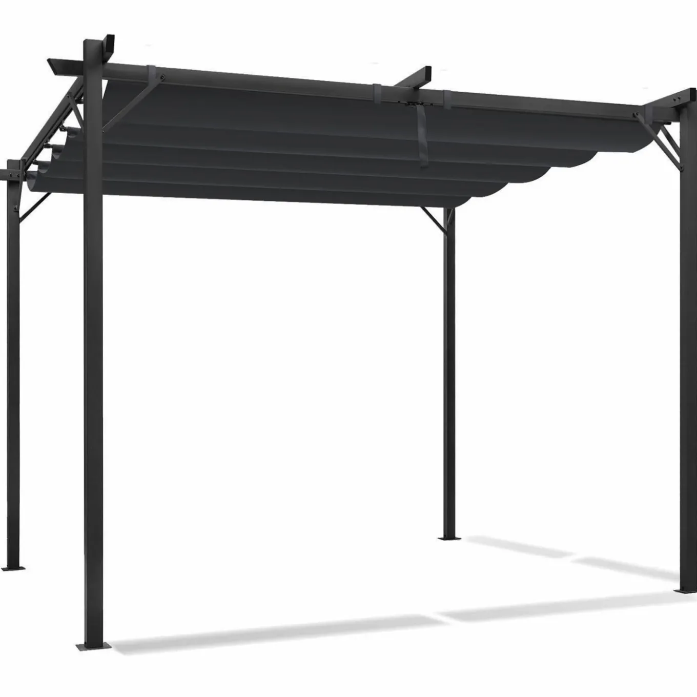 IDMarket Pergola 3x3 m toit rétractable gris anthracite et stores enrouleurs* Tonnelles De Jardin|Pergolas