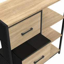 IDMarket Petit buffet d’appoint industriel 3 tiroirs et étagères* Collection Industrielle|Petits Meubles