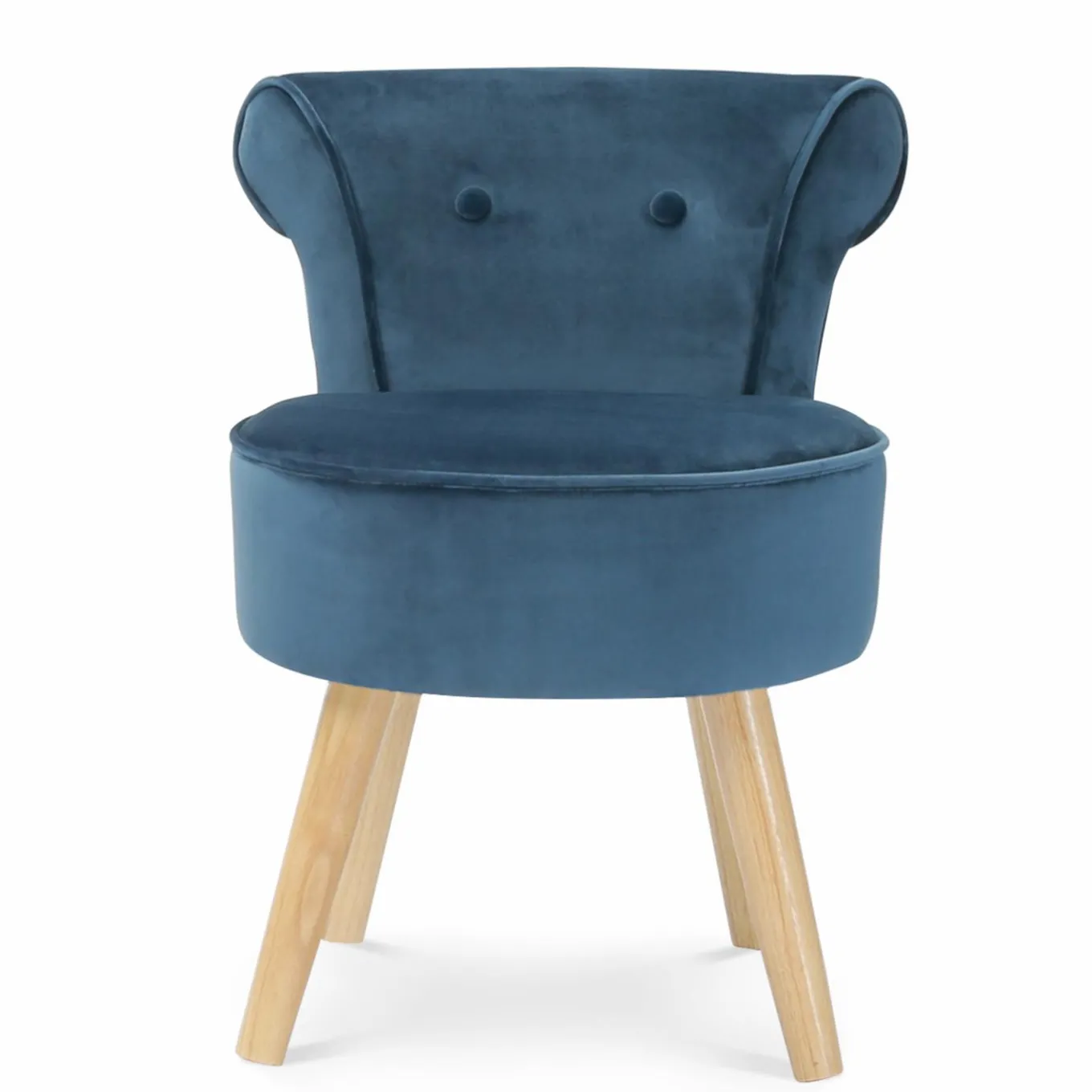 IDMarket Petit fauteuil crapaud bleu en velours* Salon Complet|Fauteuils