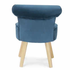 IDMarket Petit fauteuil crapaud bleu en velours* Salon Complet|Fauteuils