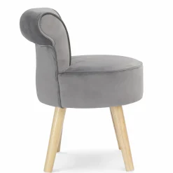 IDMarket Petit fauteuil crapaud gris en velours* Salon Complet|Fauteuils