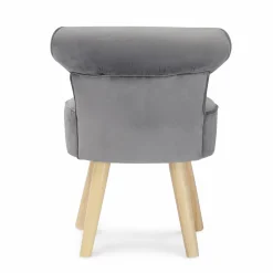 IDMarket Petit fauteuil crapaud gris en velours* Salon Complet|Fauteuils