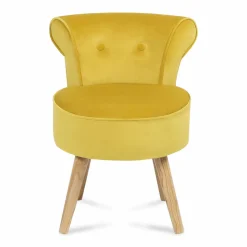 IDMarket Petit fauteuil crapaud jaune en velours* Salon Complet|Fauteuils
