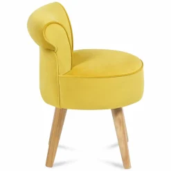 IDMarket Petit fauteuil crapaud jaune en velours* Salon Complet|Fauteuils