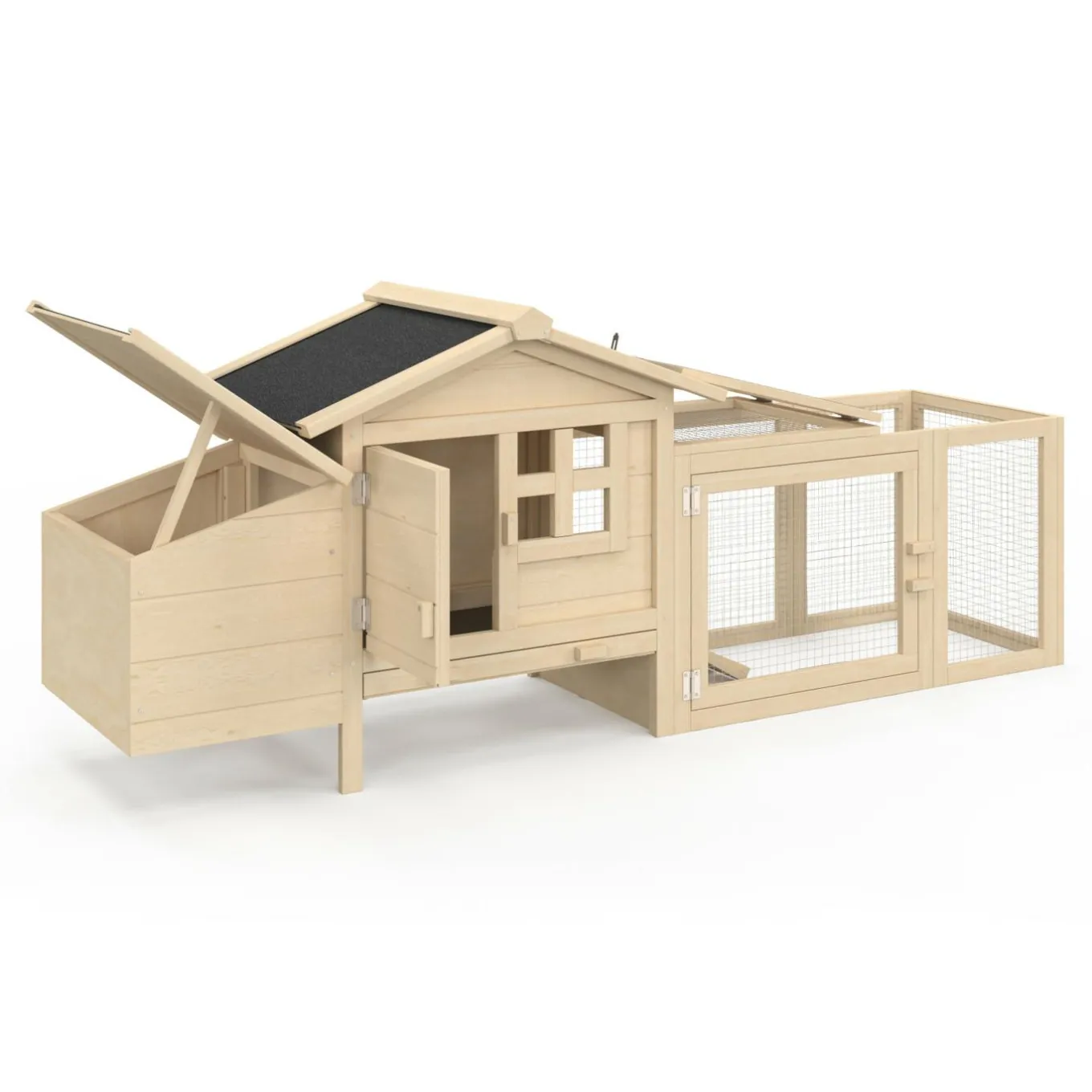 IDMarket Petit poulailler en bois pour 2 poules avec enclos et pondoir sur pilotis* Poulaillers