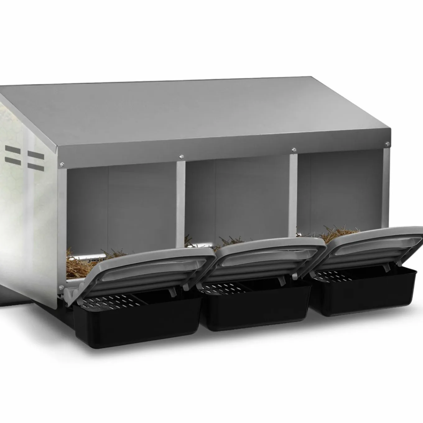 IDMarket Pondoir pour poules 3 emplacements en métal nichoir avec fond* Accessoires Animaux|Accessoires Poulailler