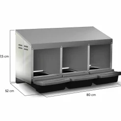 IDMarket Pondoir pour poules 3 emplacements en métal nichoir avec fond* Accessoires Animaux|Accessoires Poulailler