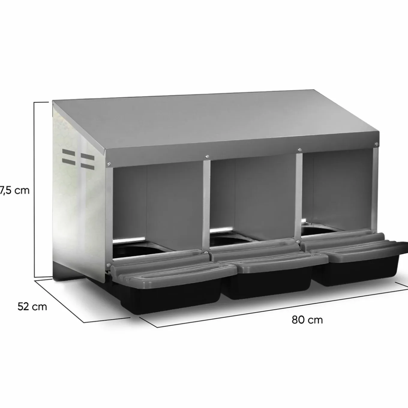 IDMarket Pondoir pour poules 3 emplacements en métal nichoir avec fond* Accessoires Animaux|Accessoires Poulailler
