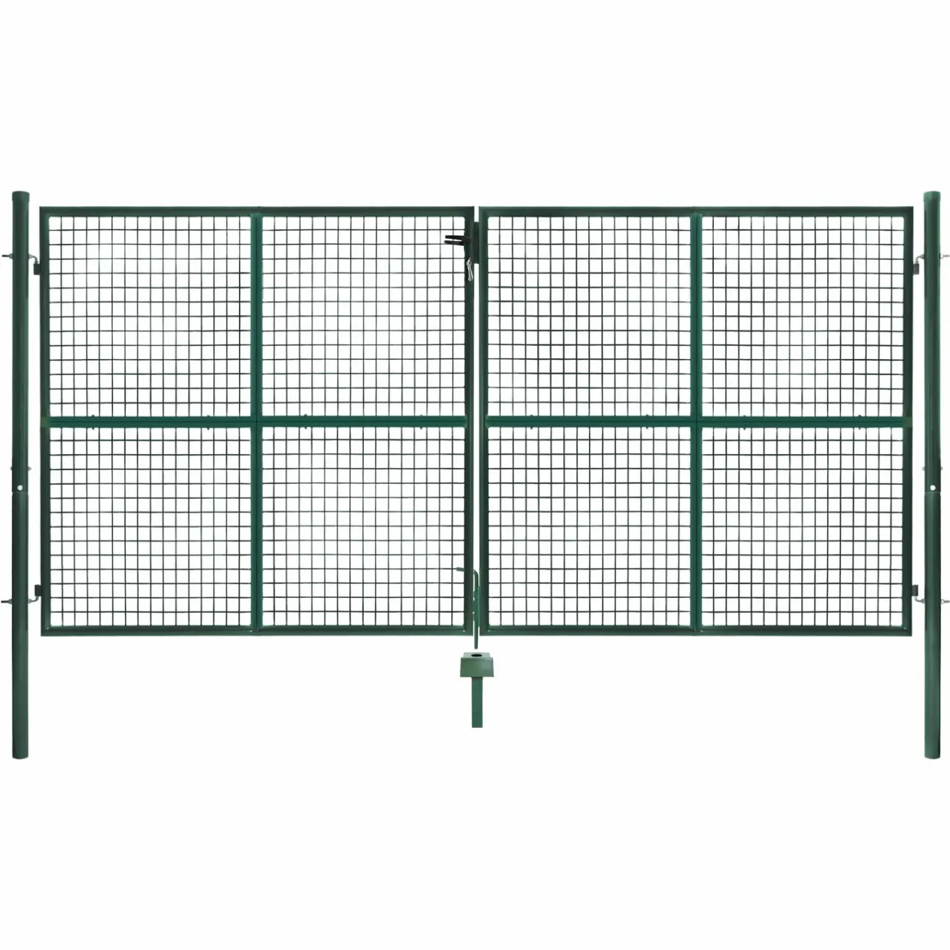 IDMarket Portail battant grillagé en acier vert 3M15 x 1M50 avec serrure et poignée* Accessoires Animaux|Portail Et Portillon
