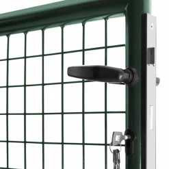 IDMarket Portail battant grillagé en acier vert 3M15 x 1M50 avec serrure et poignée* Accessoires Animaux|Portail Et Portillon