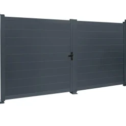 IDMarket Portail battant 302x160 cm en aluminium gris anthracite* Portail Et Portillon