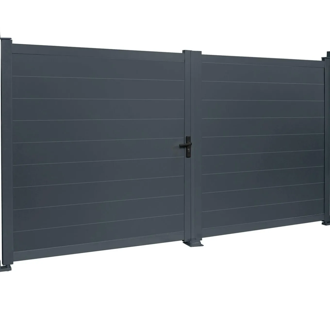 IDMarket Portail battant 302x160 cm en aluminium gris anthracite* Portail Et Portillon