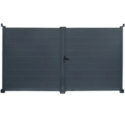 IDMarket Portail battant 302x160 cm en aluminium gris anthracite* Portail Et Portillon