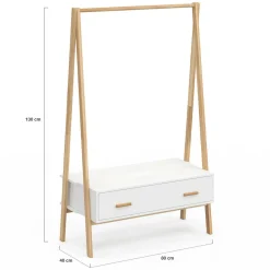 IDMarket Portant enfant tipi avec 1 porte blanc et bois 130 cm*Enfant Meubles Blancs|Meubles En Bois
