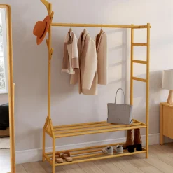 IDMarket Portant vêtement en bambou* Dressings Et Portants Vêtements