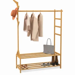 IDMarket Portant vêtement en bambou* Dressings Et Portants Vêtements