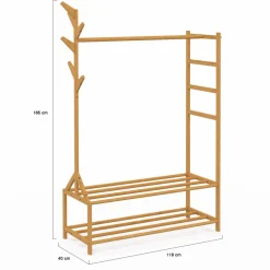 IDMarket Portant vêtement en bambou* Dressings Et Portants Vêtements