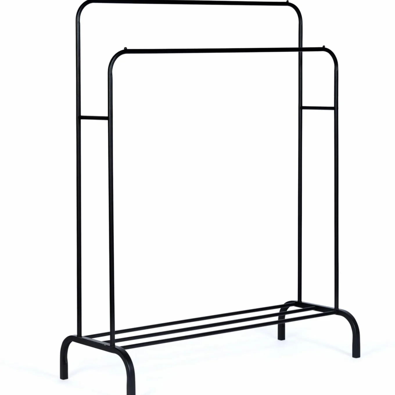 IDMarket Portant vêtements double en métal noir avec étagère à chaussures* Meubles Noirs|Collection Agencement Magasin