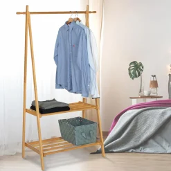 IDMarket Portant vêtements en bambou* Meubles Hauts|Collection Agencement Magasin