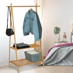 IDMarket Portant vêtements en bambou* Meubles Hauts|Collection Agencement Magasin