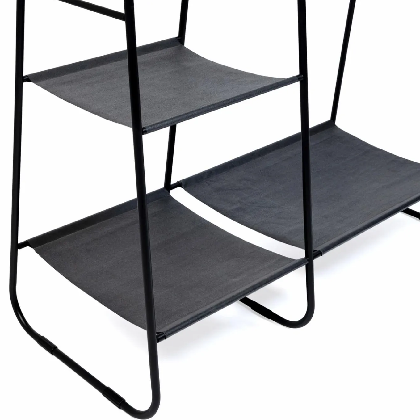 IDMarket Portant vêtements en métal noir et façon bois* Meubles Noirs|Collection Agencement Magasin