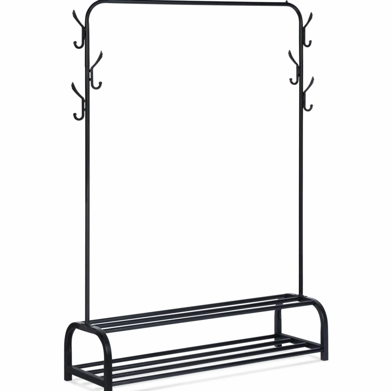 IDMarket Portant vêtements en métal noir avec étagères à chaussures* Meubles Hauts|Meubles Noirs