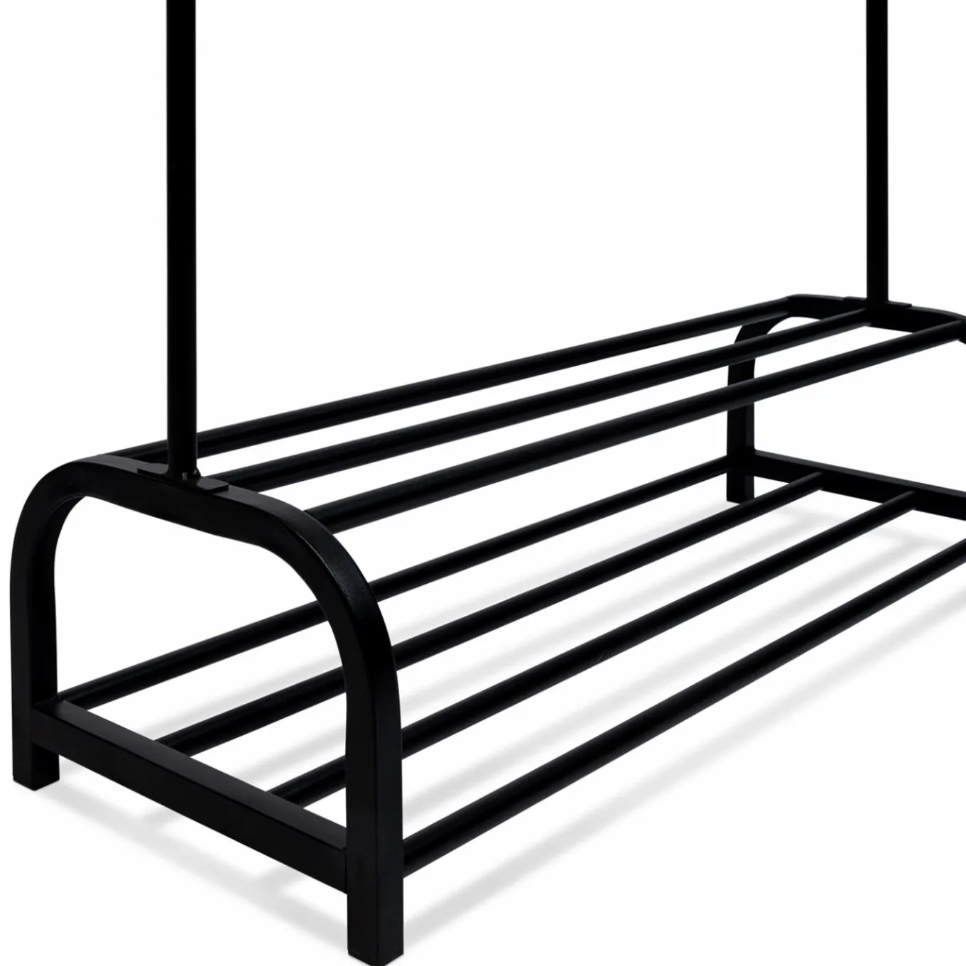 IDMarket Portant vêtements en métal noir avec étagères à chaussures* Meubles Hauts|Meubles Noirs