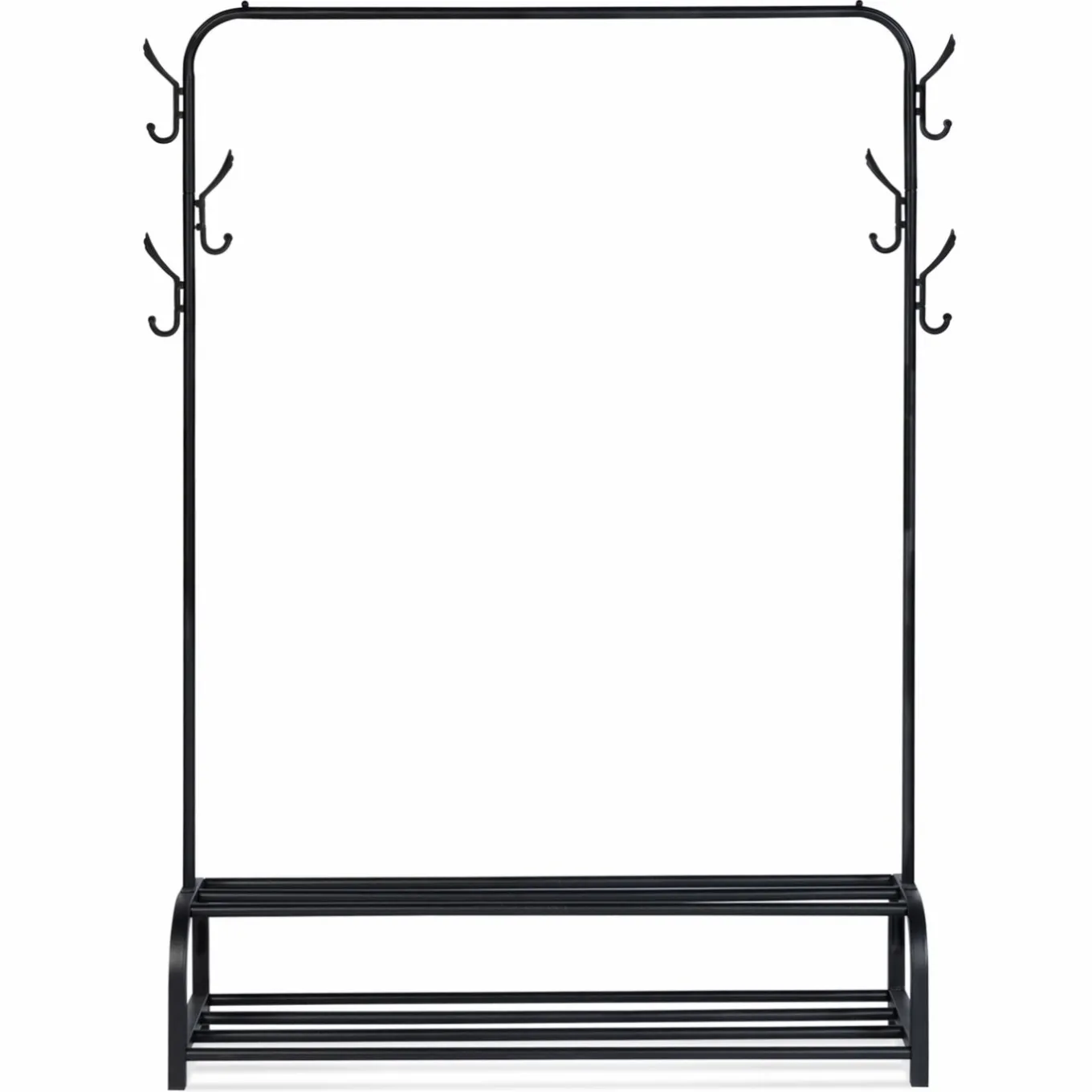IDMarket Portant vêtements en métal noir avec étagères à chaussures* Meubles Hauts|Meubles Noirs