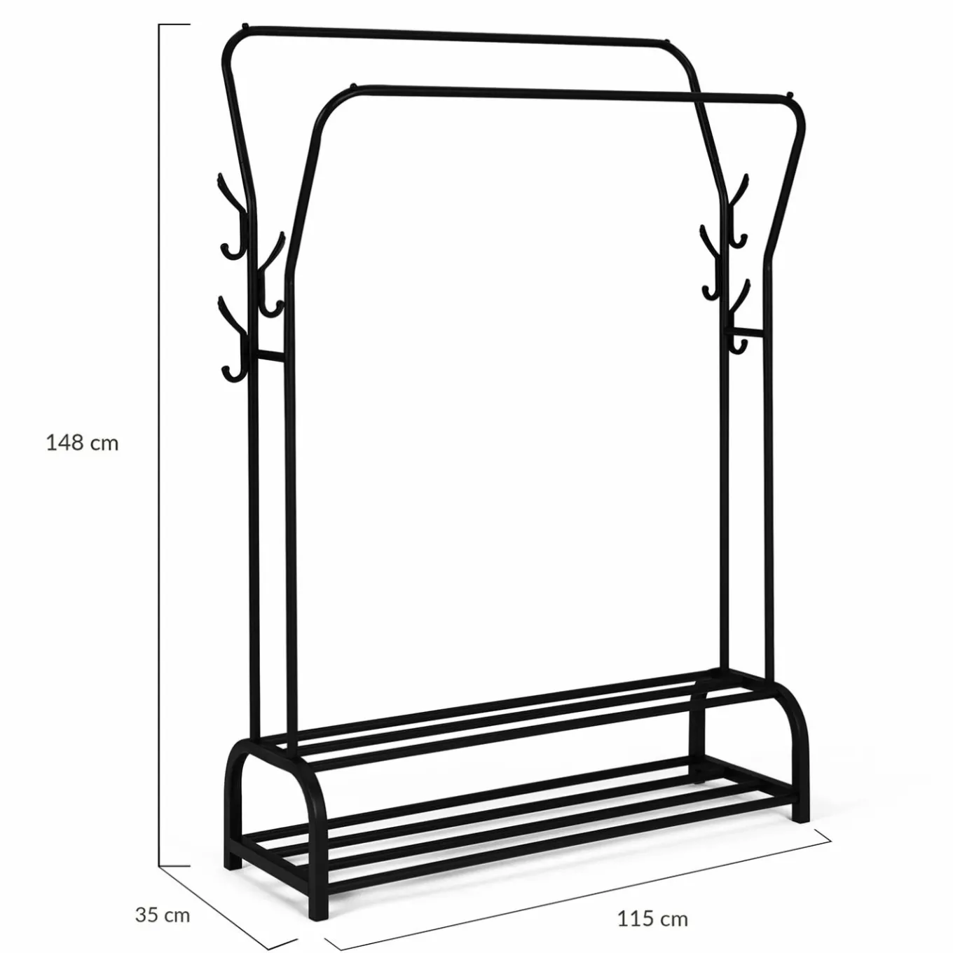 IDMarket Portant vêtements XXL double penderie* Meubles Noirs|Collection Agencement Magasin