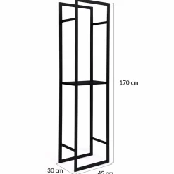 IDMarket Porte bûches vertical intérieur 170 cm en métal noir* Accessoires Cheminée|Stockage Du Bois