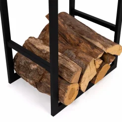 IDMarket Porte bûches vertical intérieur 170 cm en métal noir* Accessoires Cheminée|Stockage Du Bois