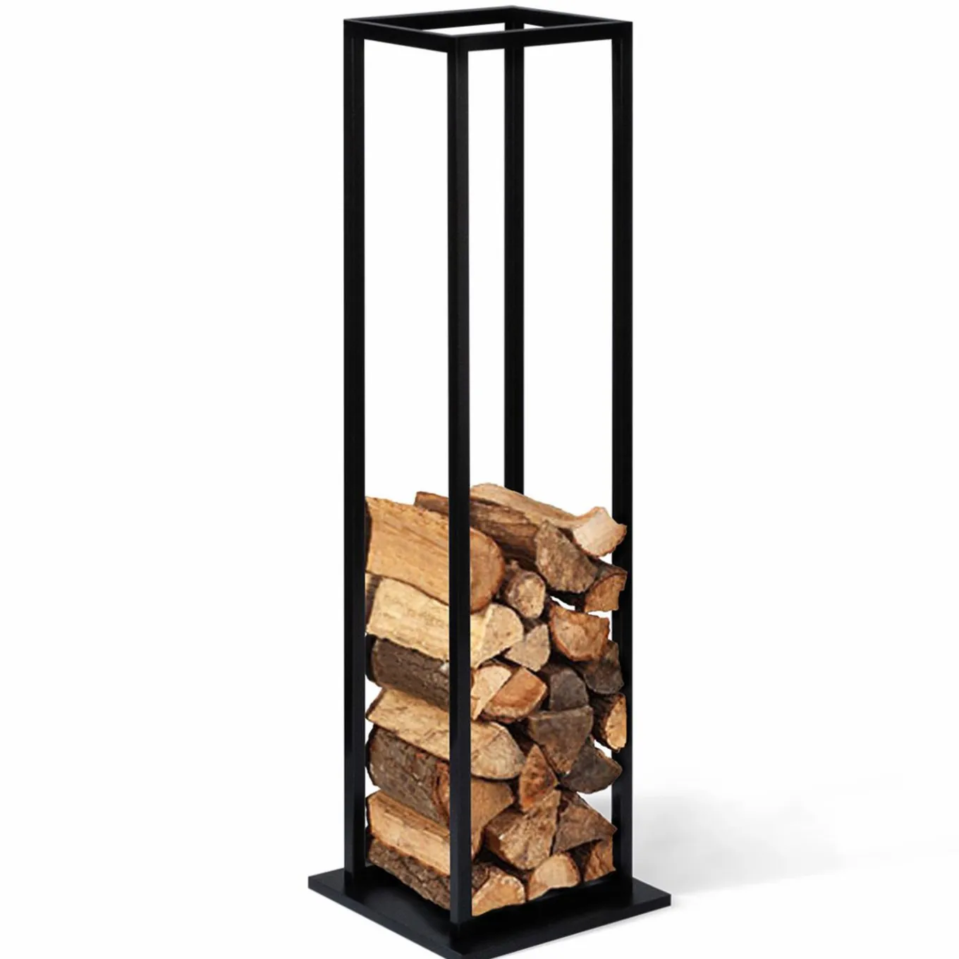 IDMarket Porte bûches vertical intérieur 112 CM en métal noir* Accessoires Cheminée|Stockage Du Bois