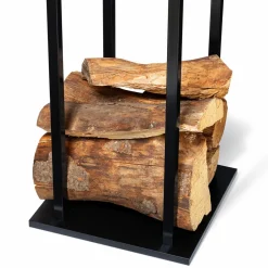 IDMarket Porte bûches vertical intérieur 112 CM en métal noir* Accessoires Cheminée|Stockage Du Bois