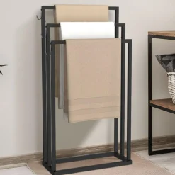 IDMarket Porte serviettes design industriel en métal noir* Collection Industrielle|Accessoires Salle De Bain