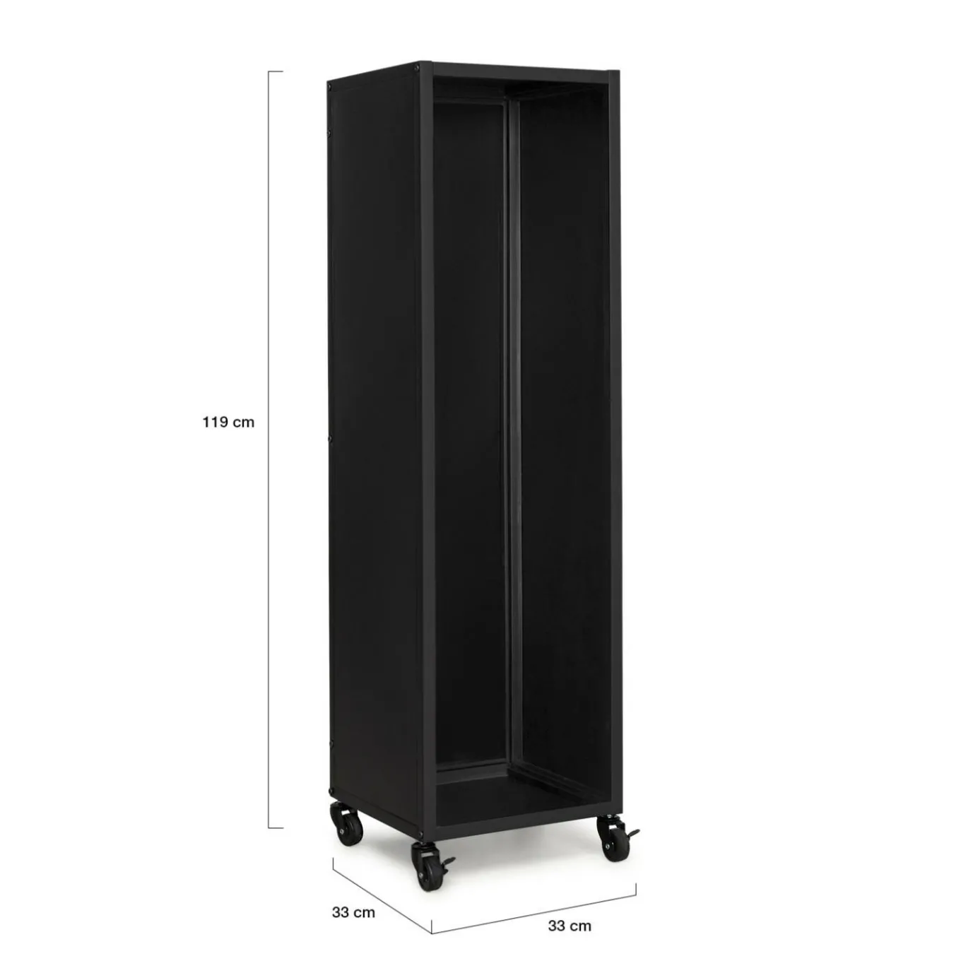 IDMarket Porte-bûche intérieur 112 cm acier noir plein avec roulettes* Accessoires Cheminée