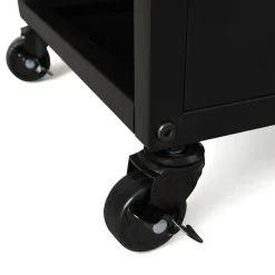 IDMarket Porte-bûche intérieur 112 cm acier noir plein avec roulettes* Accessoires Cheminée