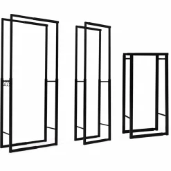 IDMarket Porte-bûches intérieur modulable 65x25x150 cm en métal noir* Accessoires Cheminée|Stockage Du Bois