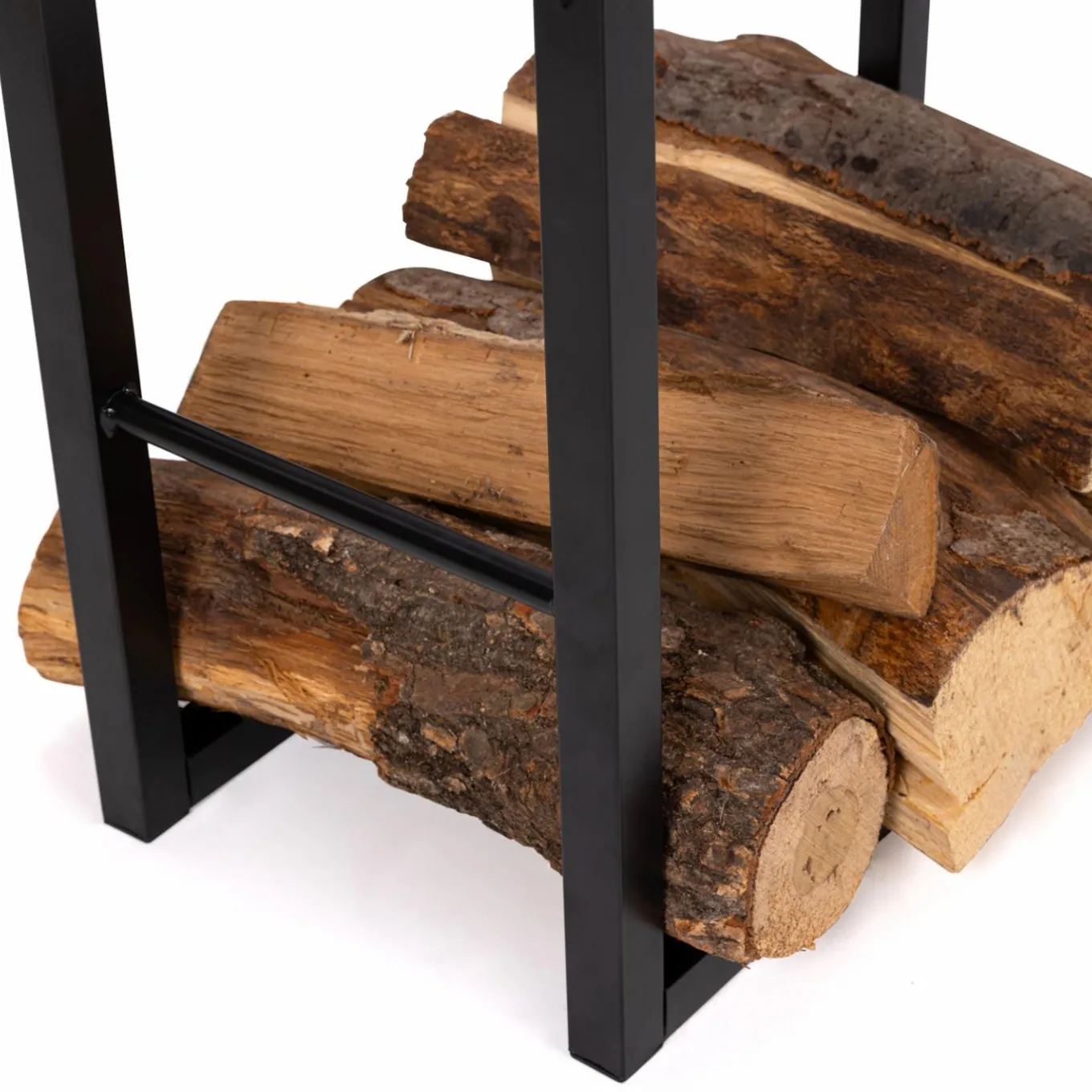 IDMarket Porte-bûches intérieur modulable 65x25x150 cm en métal noir* Accessoires Cheminée|Stockage Du Bois