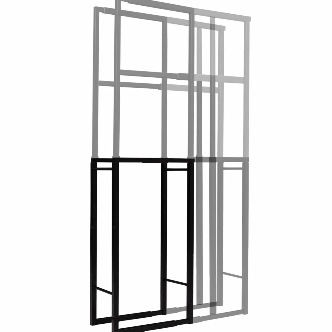 IDMarket Porte-bûches intérieur modulable 65x25x150 cm en métal noir* Accessoires Cheminée|Stockage Du Bois