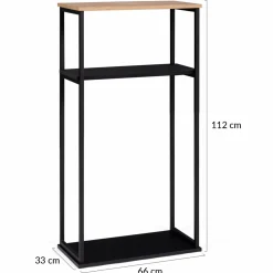 IDMarket Porte-bûches intérieur vertical 33x66x112 cm en métal noir avec étagère* Accessoires Cheminée|Stockage Du Bois
