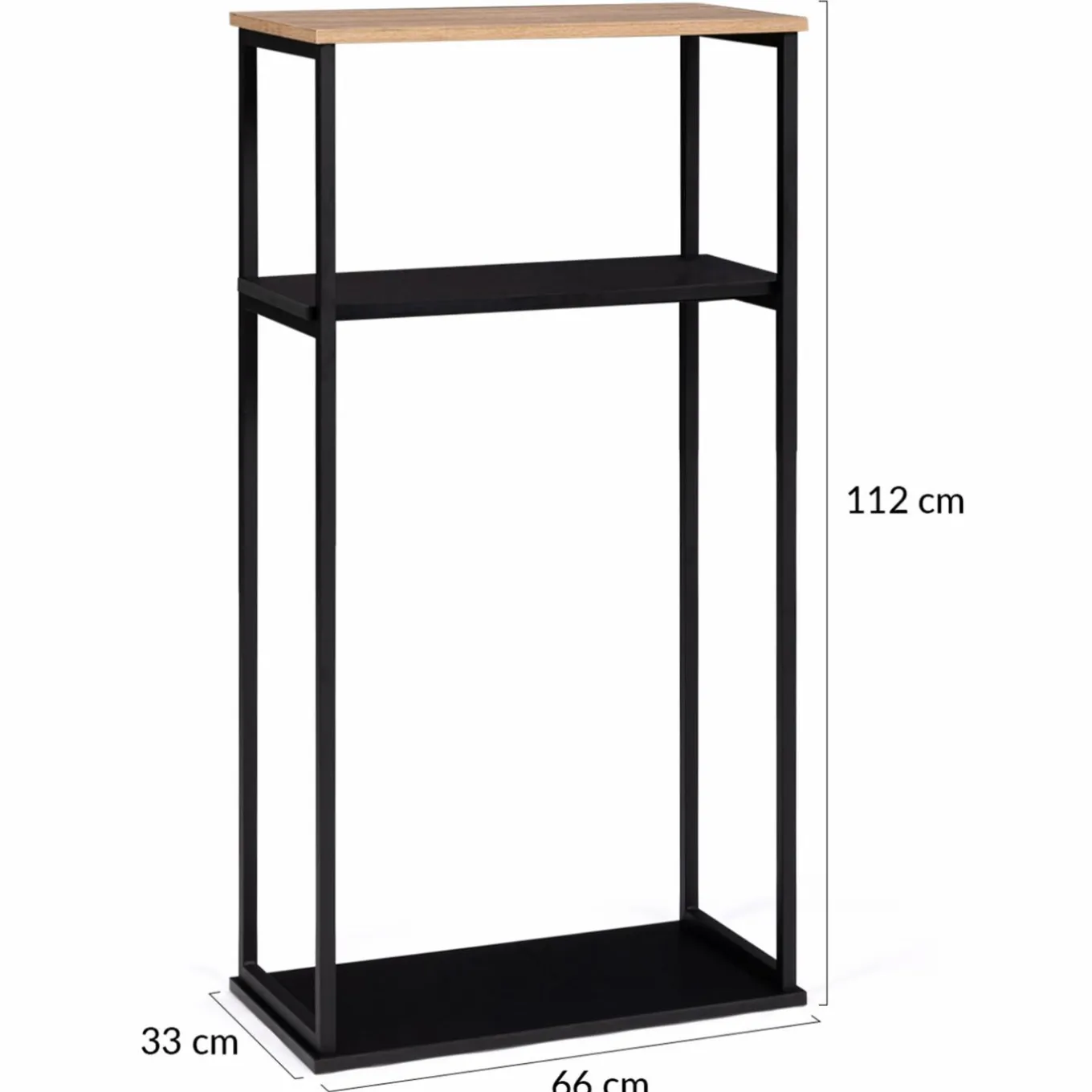 IDMarket Porte-bûches intérieur vertical 33x66x112 cm en métal noir avec étagère* Accessoires Cheminée|Stockage Du Bois