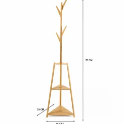 IDMarket Porte-manteau bambou avec étagères d’angle* Collection Agencement Magasin|Collection Bambou