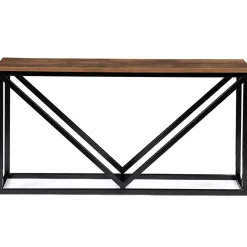 IDMarket Portes bûches intérieur plateau en bois vieilli et métal noir* Accessoires Cheminée|Collection Industrielle