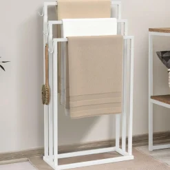 IDMarket Porte-serviettes industriel métal blanc 3 niveaux* Accessoires Salle De Bain|Collection Industrielle